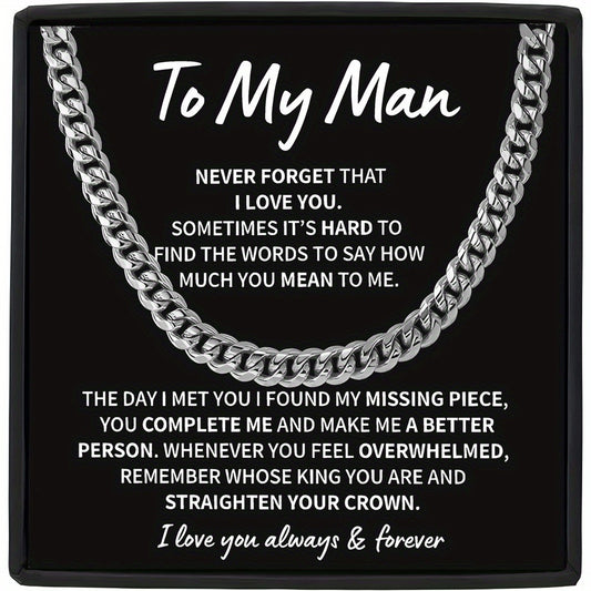 Cuban Link Chain Necklace Engraved Jewelry for Men