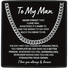 Cuban Link Chain Necklace Engraved Jewelry for Men