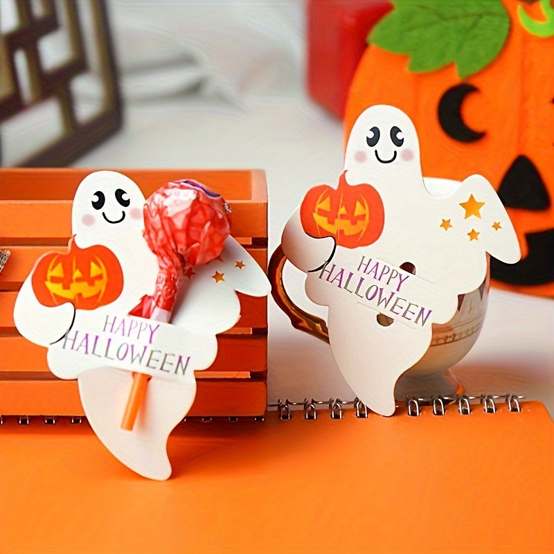 50pcs Halloween Ghost Pumpkin Lollipop Holders Party Favor Decor