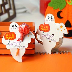 50pcs Halloween Ghost Pumpkin Lollipop Holders Party Favor Decor