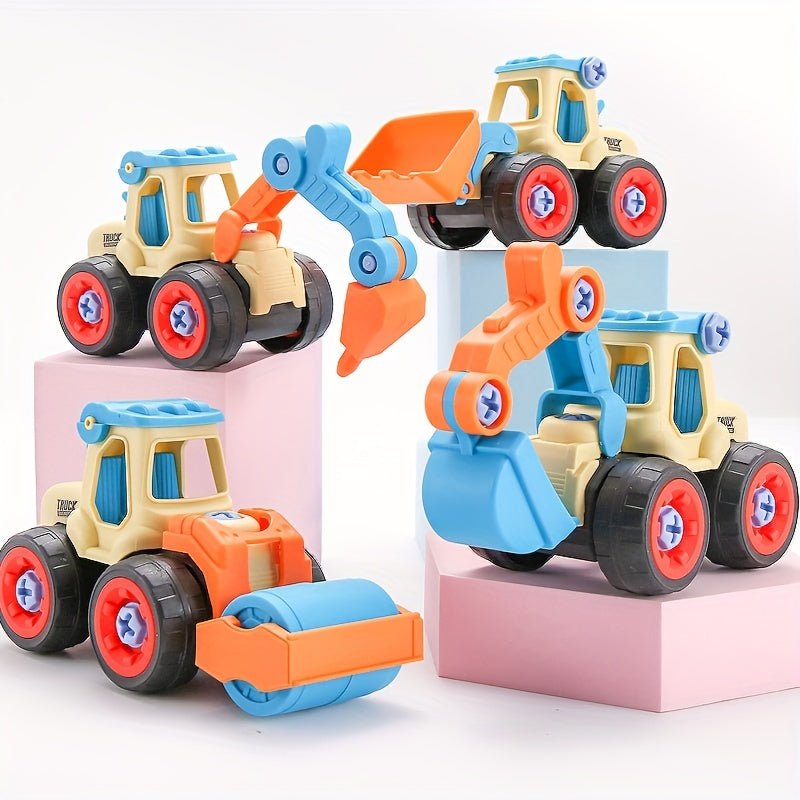 4 Piece DIY Engineering Toy Set Construction Vehicles for Kids Ages 3
