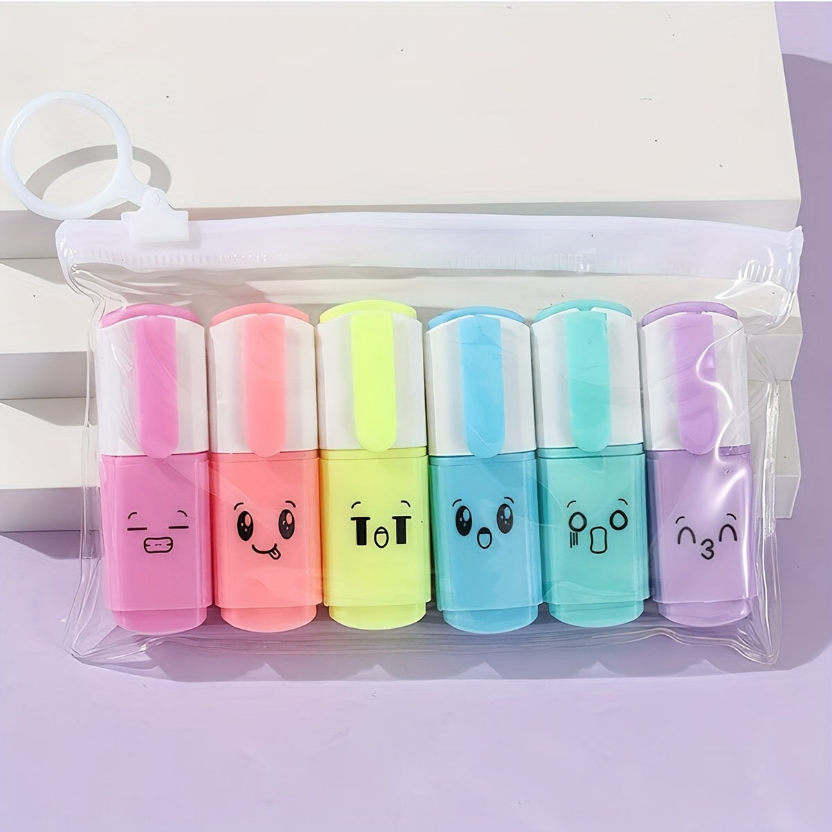 6pcs Donut Ice Cream Expression Marker Pens Cartoon Mini Pens