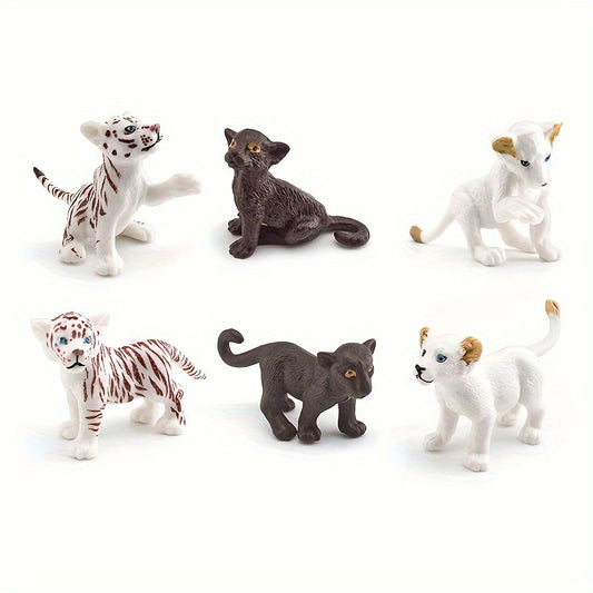 Realistic Lion & Leopard Cub Toy Set for Kids' Room Decor