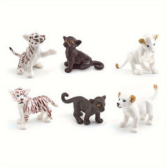Realistic Lion & Leopard Cub Toy Set for Kids' Room Decor