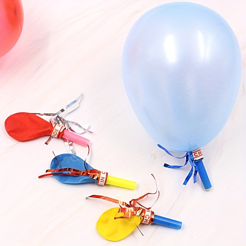 50pcs Metallic Whistle Balloons Fringed Assorted Colors for Parties & Outdoor