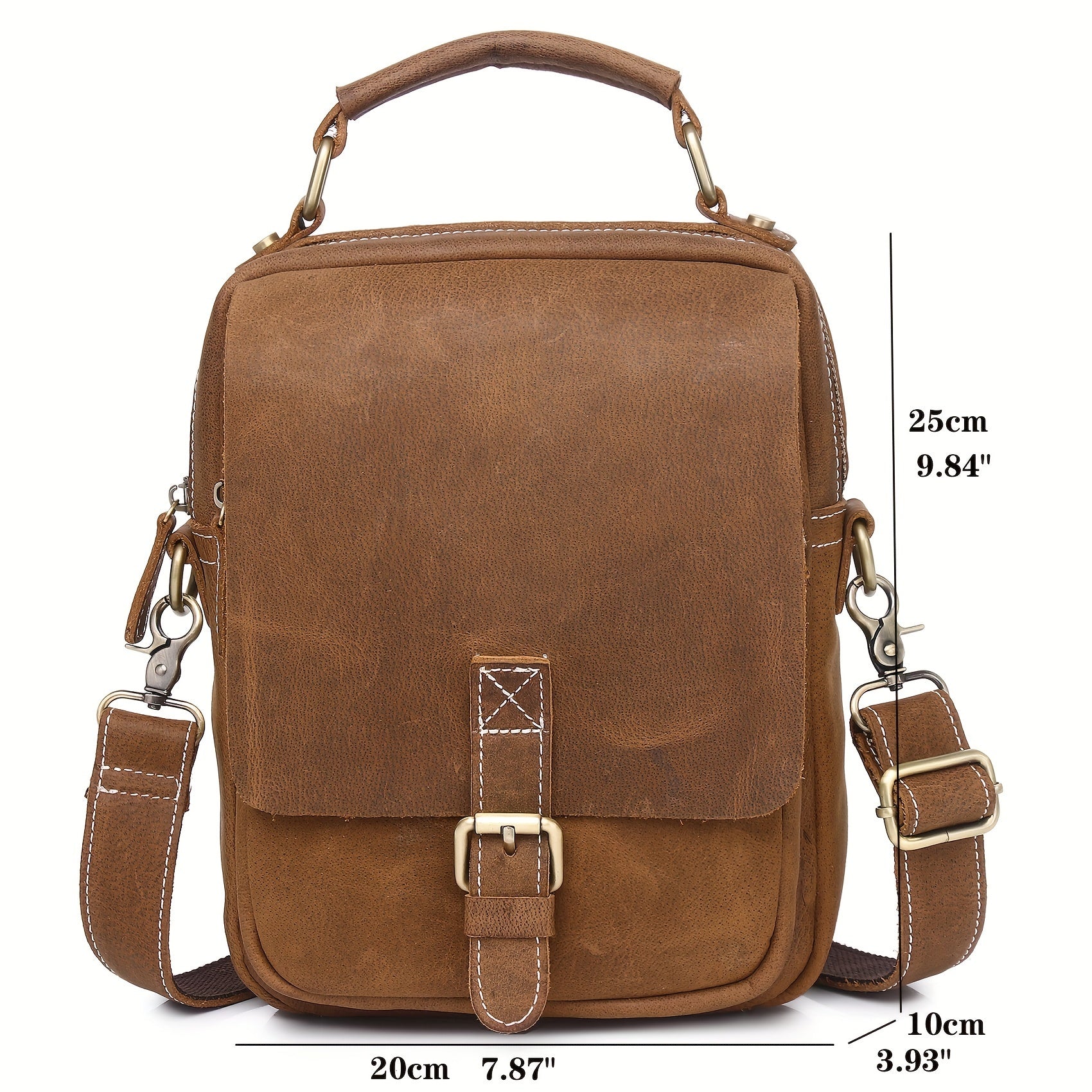 Classic Vintage Leather Messenger Bag Adjustable Strap Crossbody Shoulder Bag