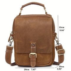 Classic Vintage Leather Messenger Bag Adjustable Strap Crossbody Shoulder Bag
