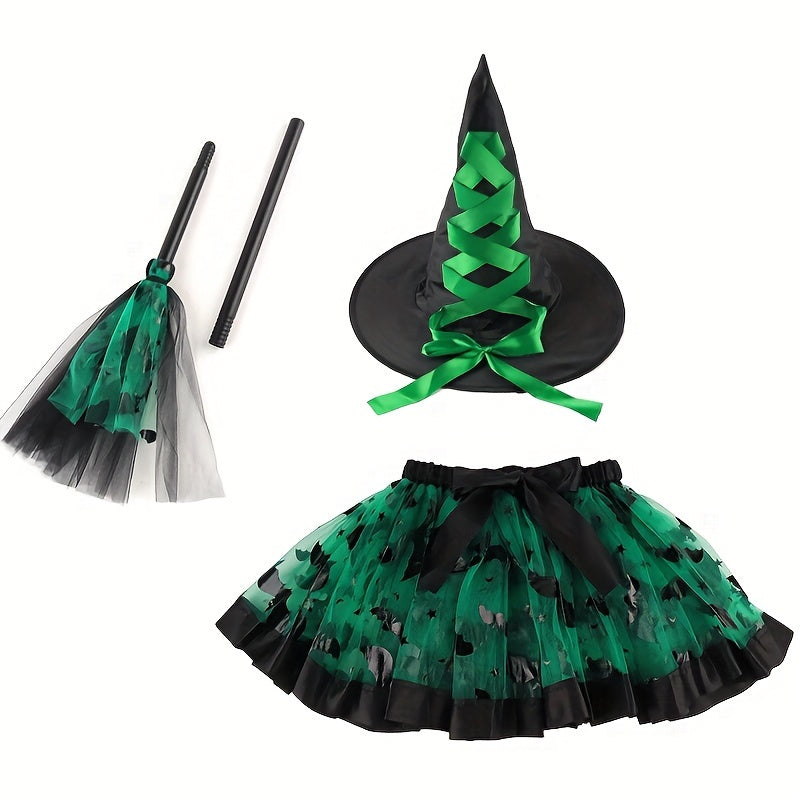 Halloween Witch Costume Funky Skirt Hat Wand