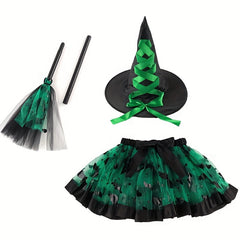 Halloween Witch Costume Funky Skirt Hat Wand