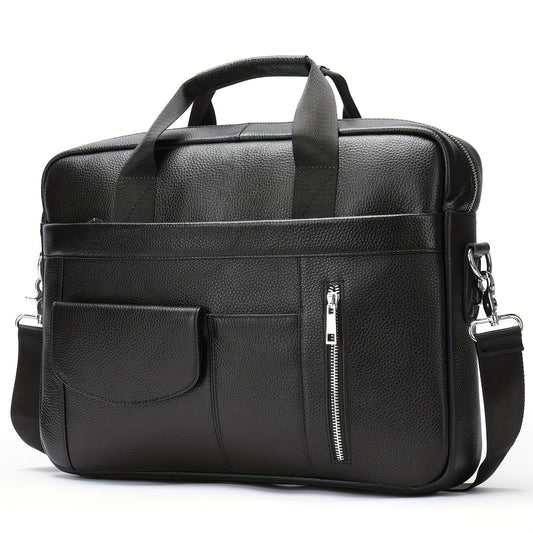 Men's Leather Briefcase Shoulder Bag Classic Large Capacity Crossbody Bags