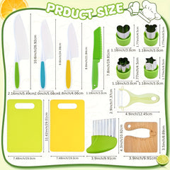 13pcs Kids' Cooking Set with Safe Knives Cutting Board & More