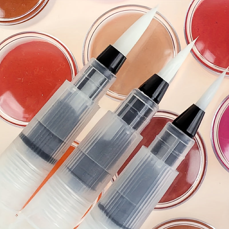 3pcs Water Brush Pen Set for Painting Calligraphy Art Green Orange Transparent