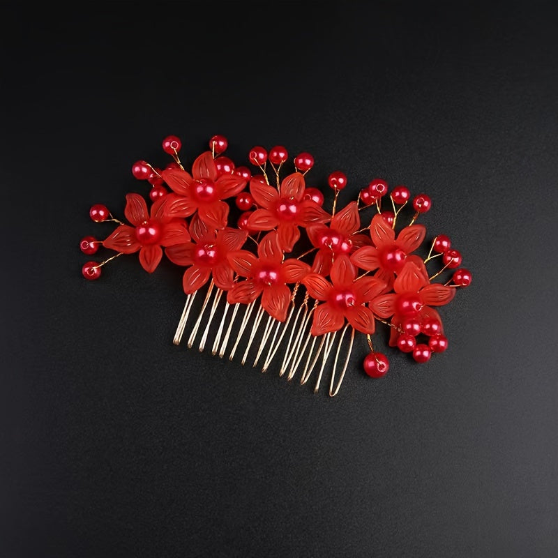 Faux Pearl Flower Hair Comb Chignon Wedding Bridal Hair Access