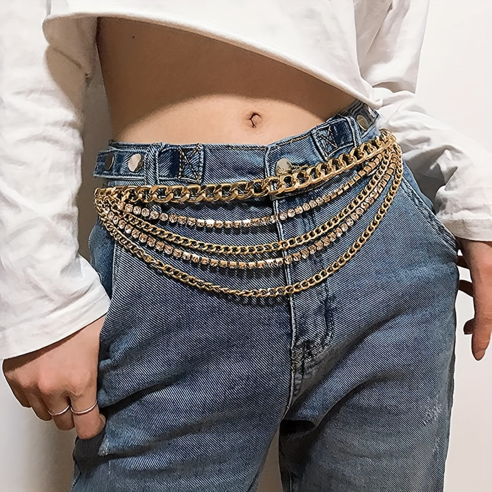 Rhinestone Tassel Waist Chain for Women