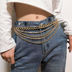 Rhinestone Tassel Waist Chain for Women