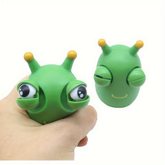 Funny Grass Worm Squeeze Toy with Green Eyes - Gadget