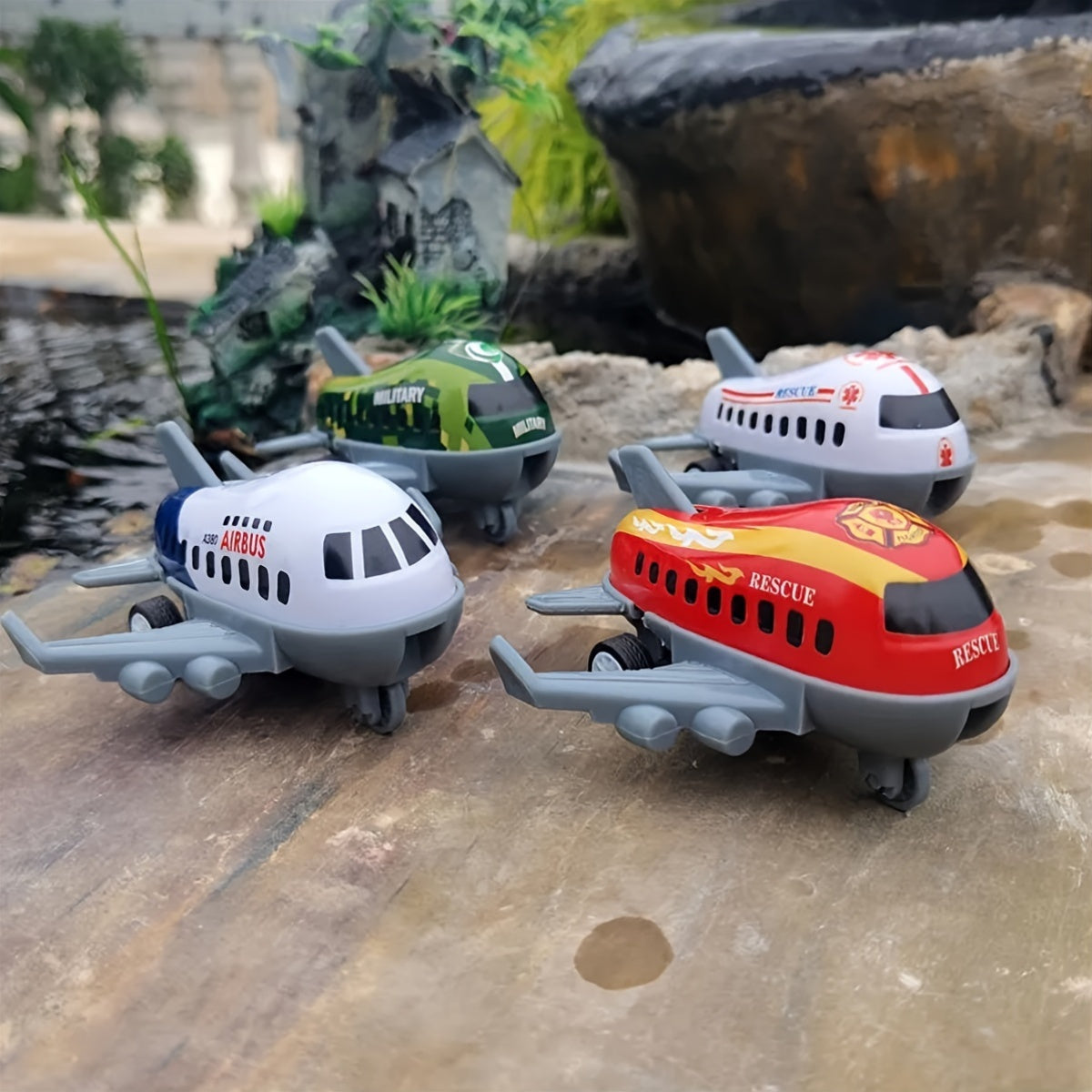 6 Pack Cartoon Inertia Airplane Toy Set for Kids