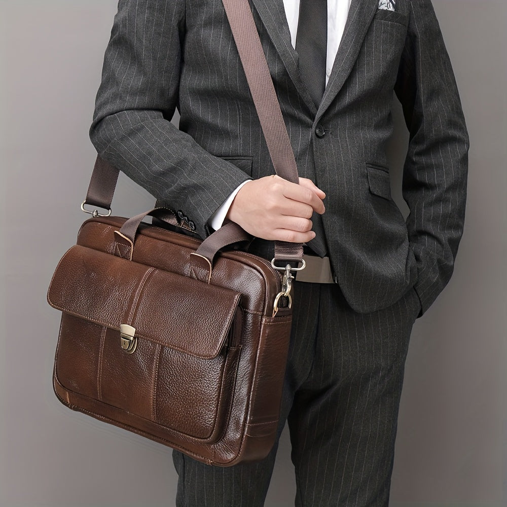 Men's Leather Business Tote Bag Vintage Briefcase