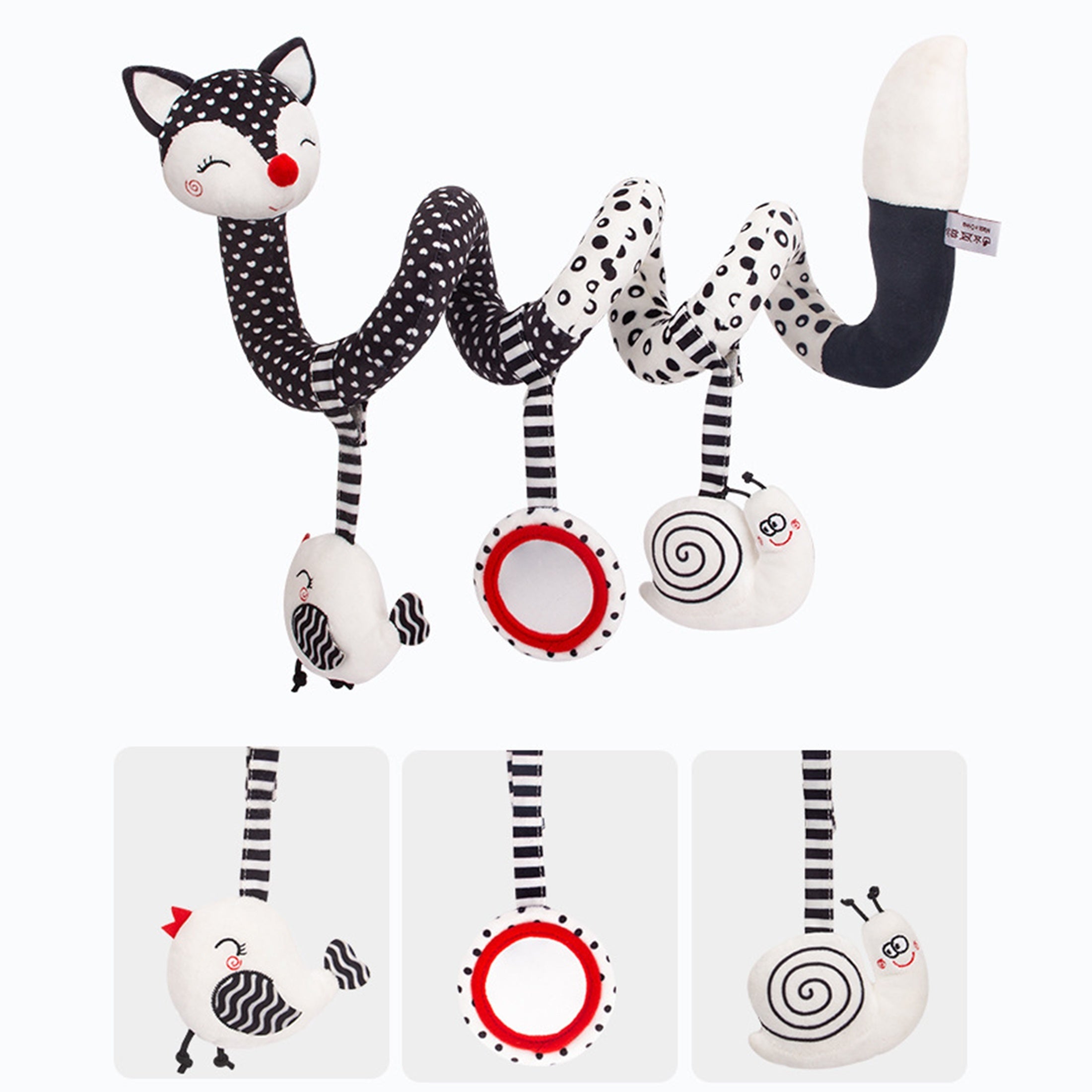 Soft Plush Fox Teething Toy with Rattle & Durable Chewable Teether