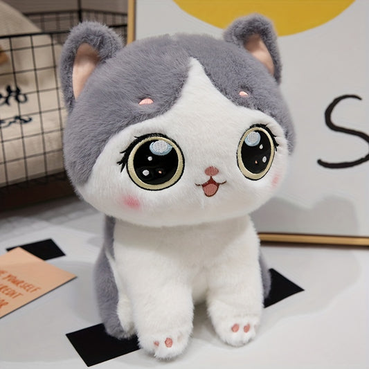 Cartoon Cat Plush Toy Soft Stuffed Animal Birthday Grey
