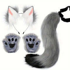 Beast Ears Tail Set Plush Claw Props Cosplay Halloween Party