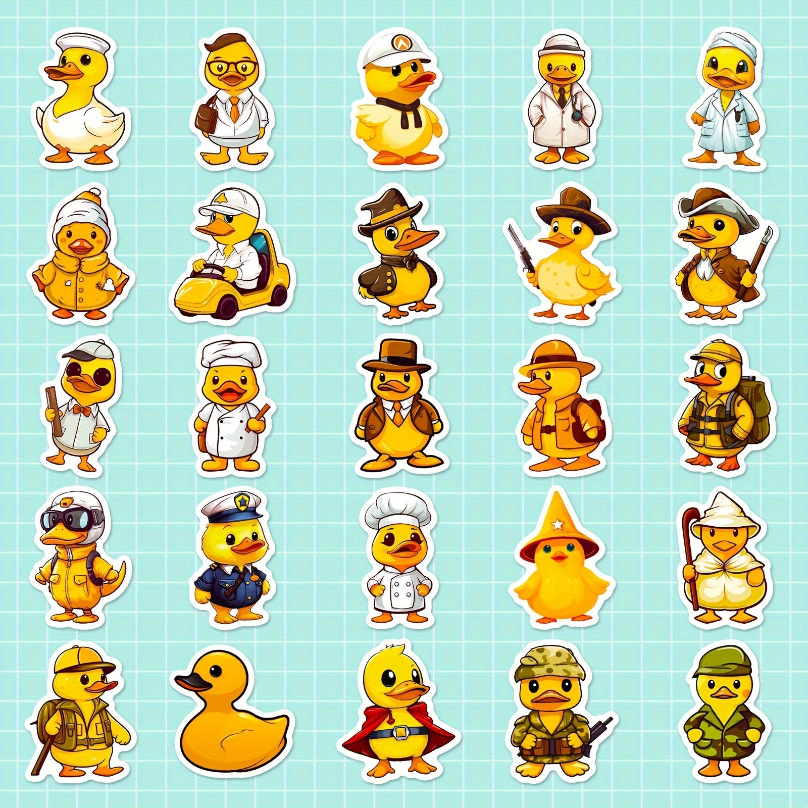 50pcs Yellow Duck Stickers for Guitar Skateboard Laptop Car Helmet