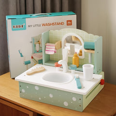 Wooden Pretend Play Washing And Dressing Table Toy