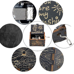 Hand Crank Laser Engraved Wood Music Box - You Are My Sunshine
