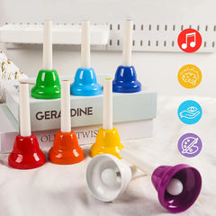 8 Note Hand Bells Set Adults Clear Sound with Handles Festive Celebrations
