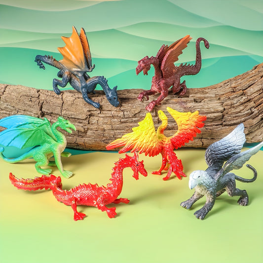 6 Pack Mini Mythical Creatures Plastic Figurines for Kids Party Favors