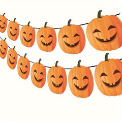 2 Pack Halloween Pumpkin Banner Festive Paper Jack o Lantern Garland