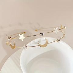 Golden Celestial Star and Moon Headband