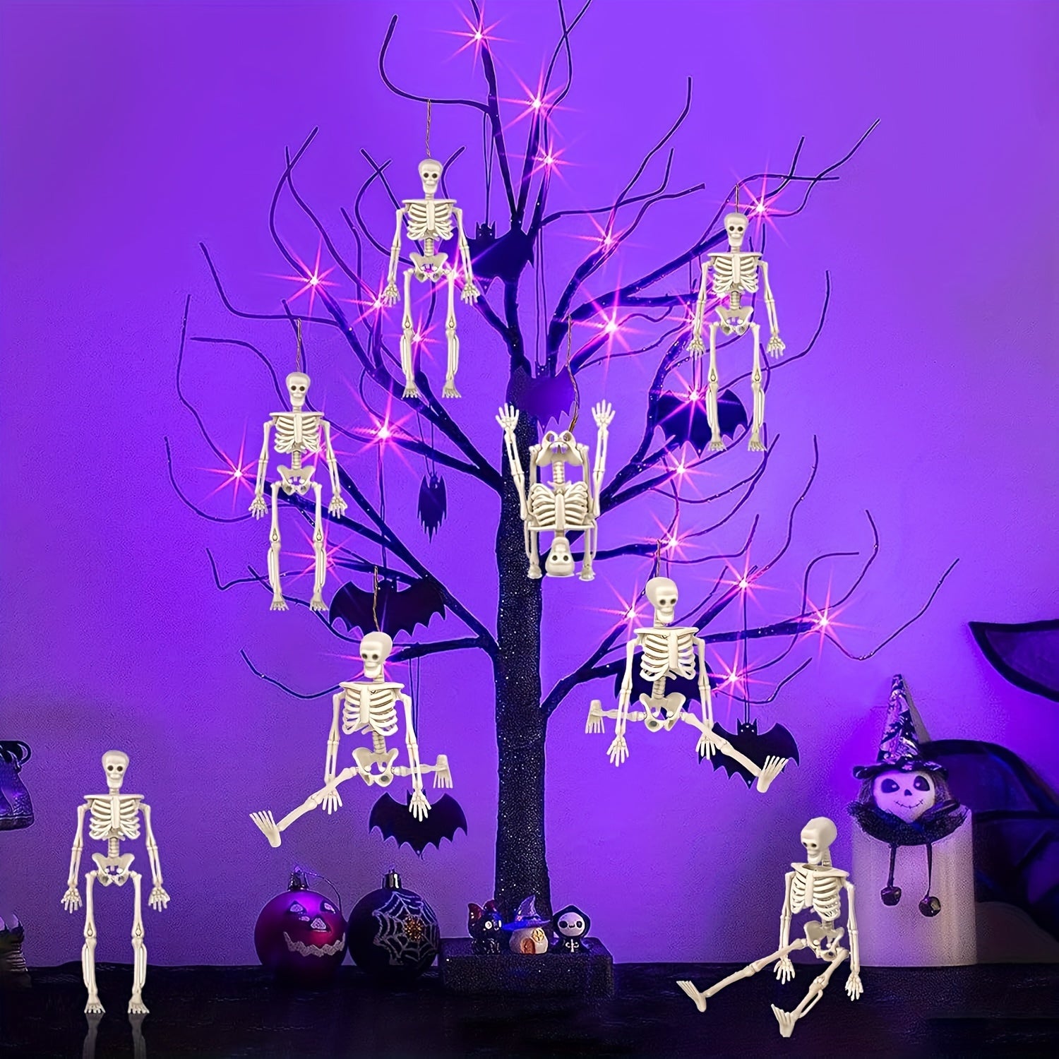 12 Pack Mini Skeleton Figurines for Halloween Party Favors