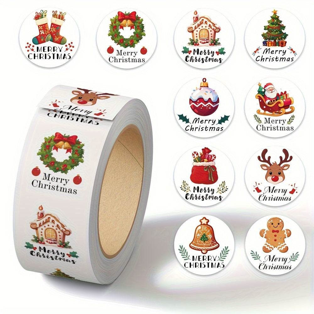 500 Christmas Roll Stickers for Laptop Envelopes Cups Seals