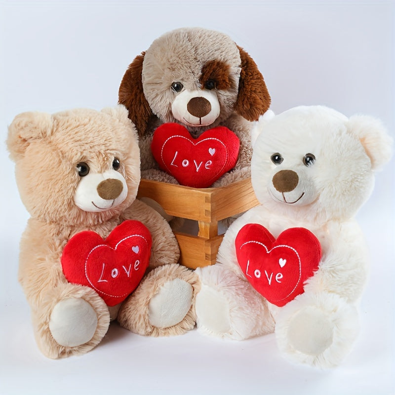 Soft Love Heart Bear & Dog Plush Toy - Perfect Christmas Gift for Anyone
