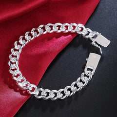 10MM 925 Silver Link Chain Bracelet Jewelry Gift