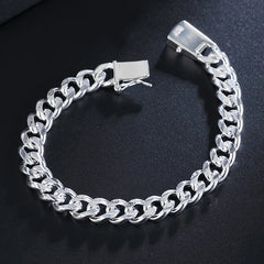 10MM 925 Silver Link Chain Bracelet Jewelry Gift