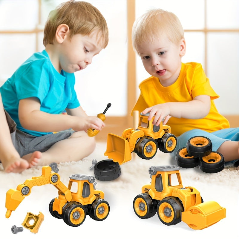 4 Piece DIY Engineering Toy Set Construction Vehicles for Kids Ages 3