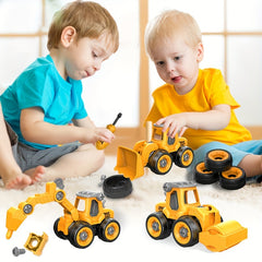 4 Piece DIY Engineering Toy Set Construction Vehicles for Kids Ages 3