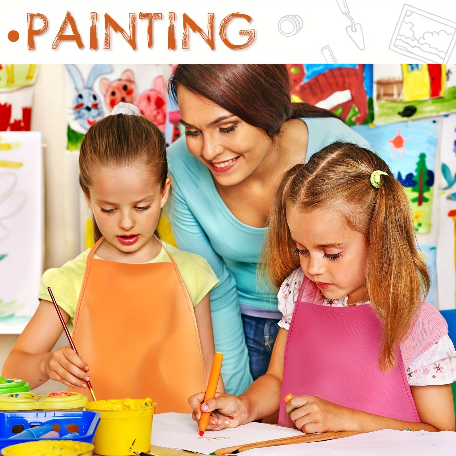 12pcs Art Smocks for Kids & Adults - Painting Aprons for Kitchen & Classroom