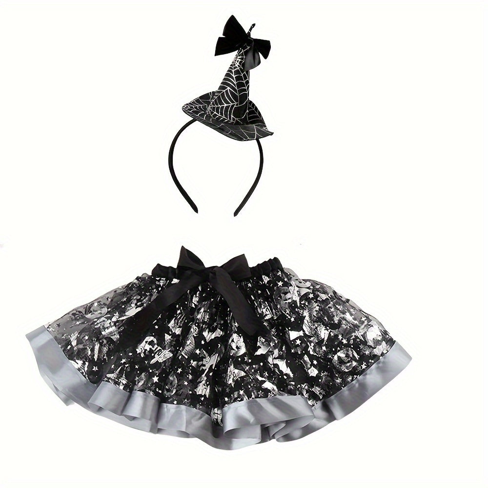 Witch Tutu Skirt with Headband Halloween Costume Set