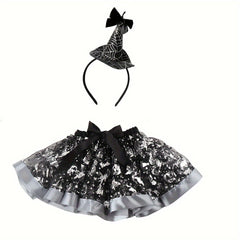 Witch Tutu Skirt with Headband Halloween Costume Set