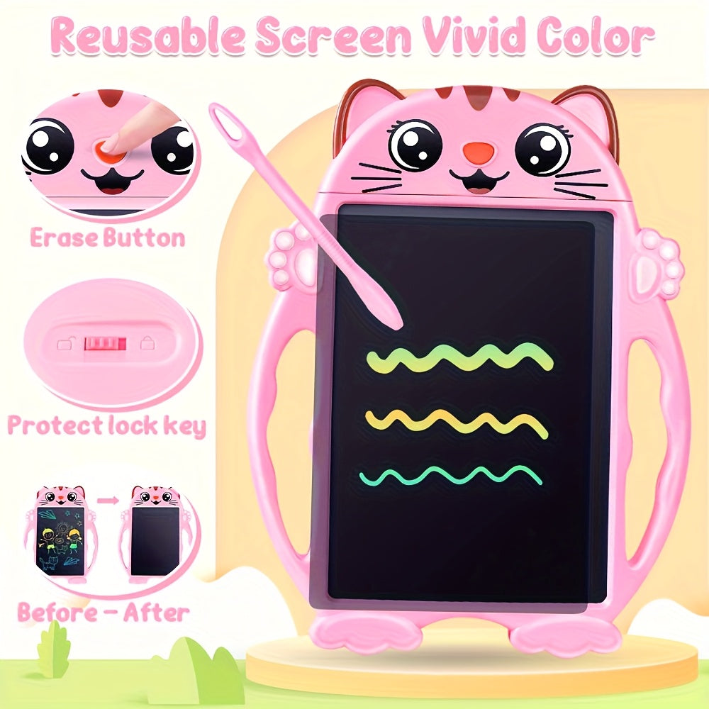 Pink Cat LCD Writing Board - Reusable Drawing Tablet for Ages 3-9 Girls