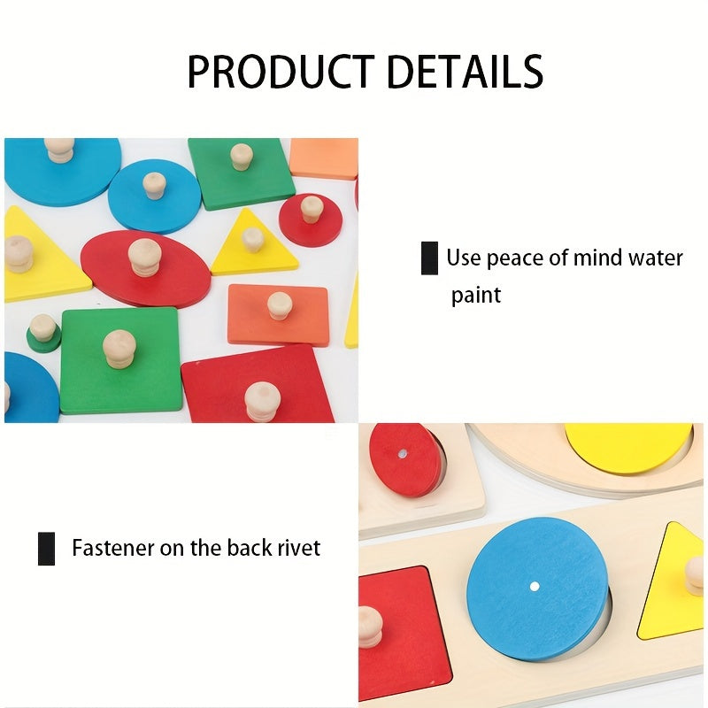 Early Education Geometric Shape Puzzle Board Triangle Square Hand Grip