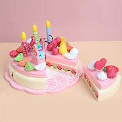48pcs Wooden Kids Birthday Cake Toys Home Play Set Boy Girl Gift