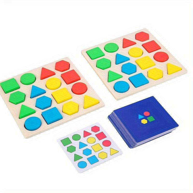 Wooden Geometric Matching Building Blocks Educational Toys