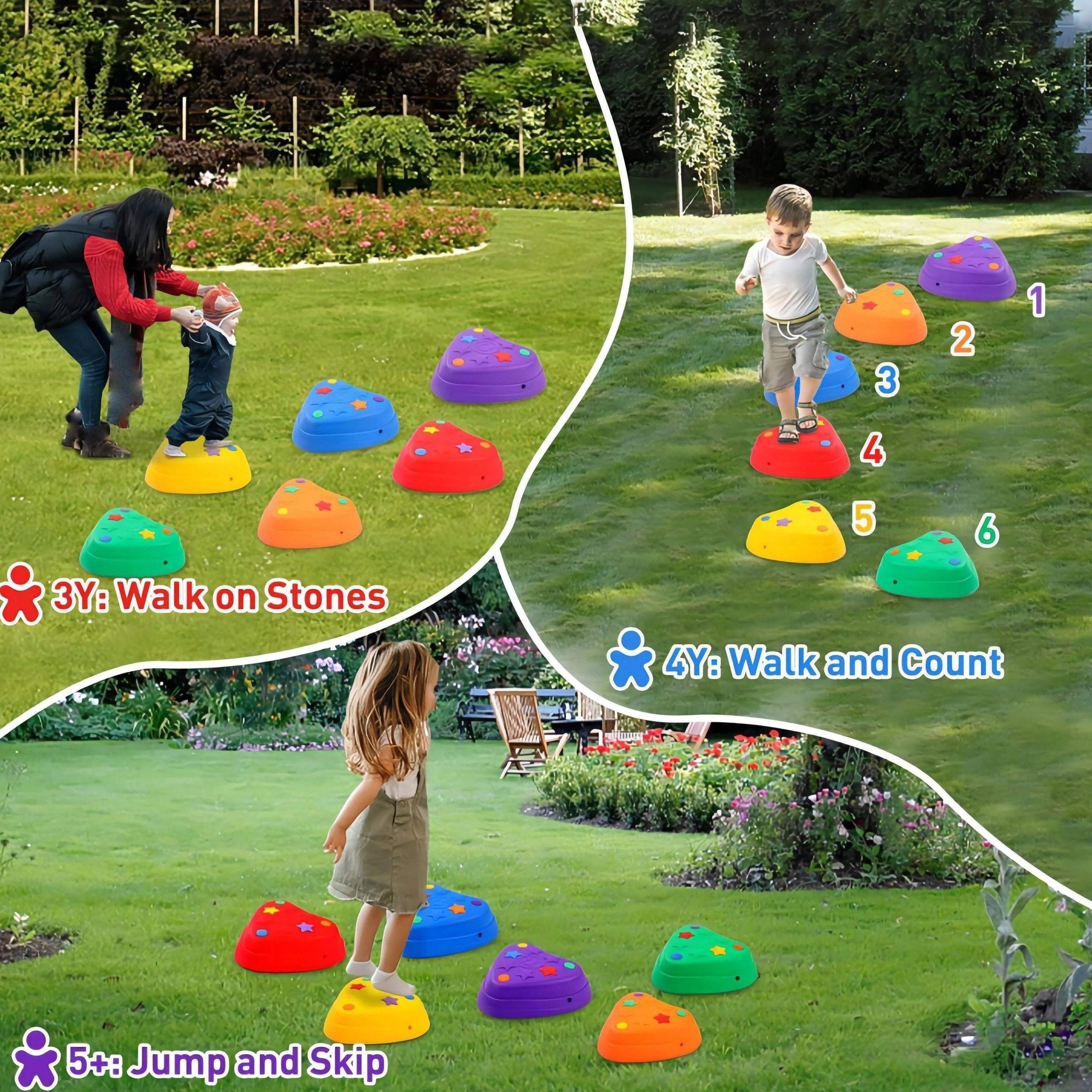 6pcs Colorful Love Treading Stone Set with Balance Blocks