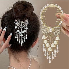 Retro Tassel Bun Buckle Glitter Hair Claw Lily & Bow Hair Accessories Gift