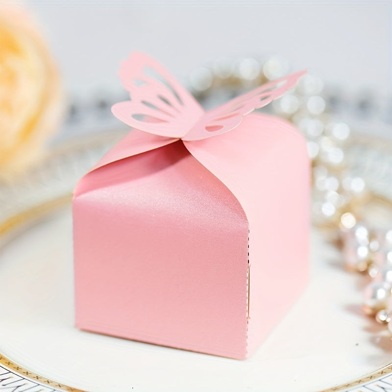 10pcs Pink Pearl Butterfly Gift Boxes Party Table Decoration Wedding Favors