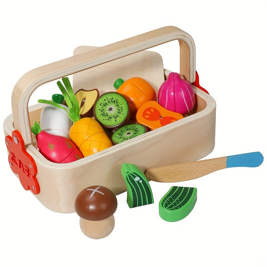 Magnetic Wooden Food Toy Set With Basket